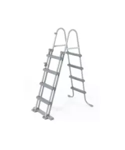 PISCINA FUORI TERRA CON STRUTTURA RETTANGOLARE BESTWAY "POWER STEEL FRAME" CON FILTRO A SABBIA, SCALETTA E TELO DI COPERTURA GRIGIO CHIARO 488X244X122 CM  - COD. 56671